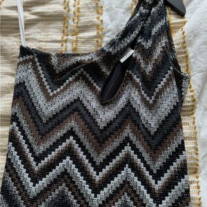 Source Unknown Black and Brown Zigzag Dress